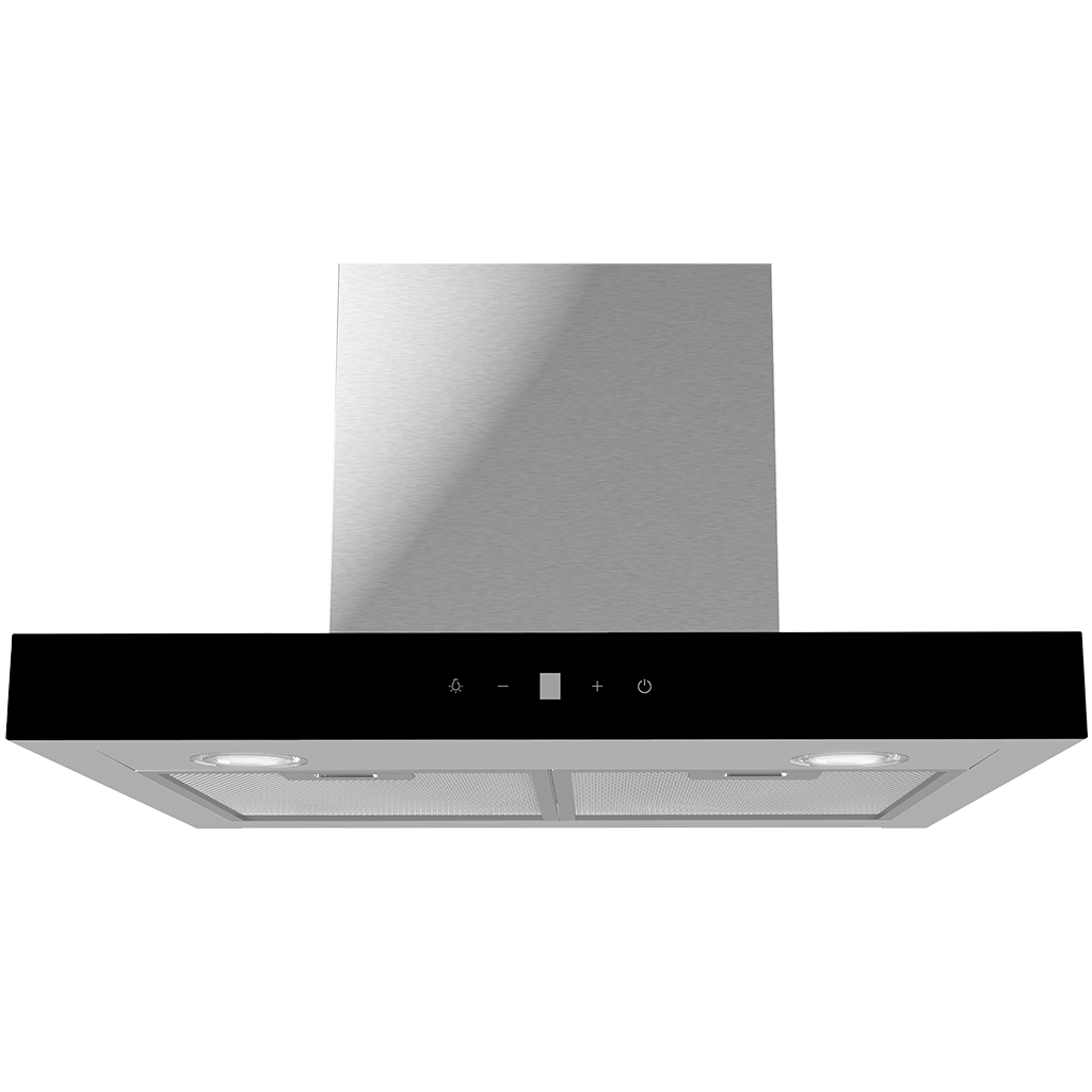 Midea 60cm T-Shape Rangehood | 1150m3/h | Stainless & Black Glass