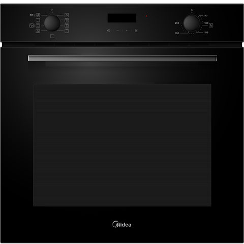Midea 60cm Built In Oven | 10 Function | Digital Timer | Black Glass