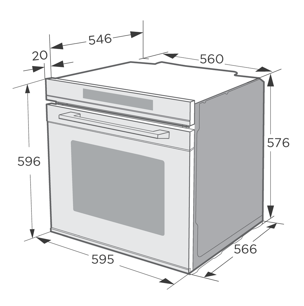 Midea 60cm Built In Oven | 10 Function | Digital Timer | Black Glass