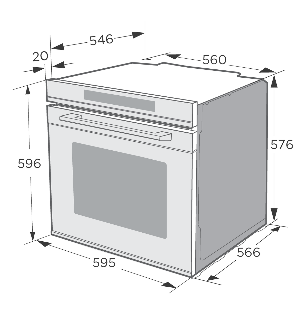 Midea 60cm Built In Oven | 10 Function | Digital Timer | Black Glass