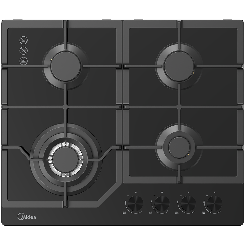 Midea 60cm Gas Cooktop | 4 Burner | Black Glass