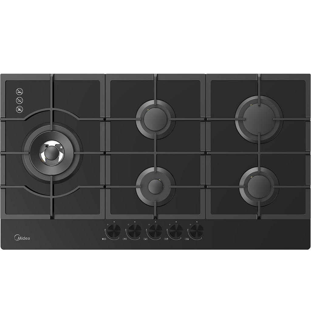 Midea 90cm Gas Cooktop | 5 Burner | Black Glass
